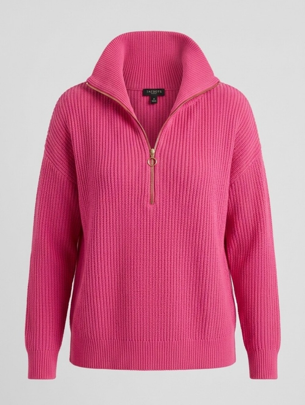 Talbots Plus Size Pink 1/4 Zip Cotton Wool Turtleneck Women Pullover Sweater 2X